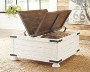 Wystfield - Cocktail Table with Storage - White / Brown - R&R Furniture Gallery (Fountain Valley, CA)