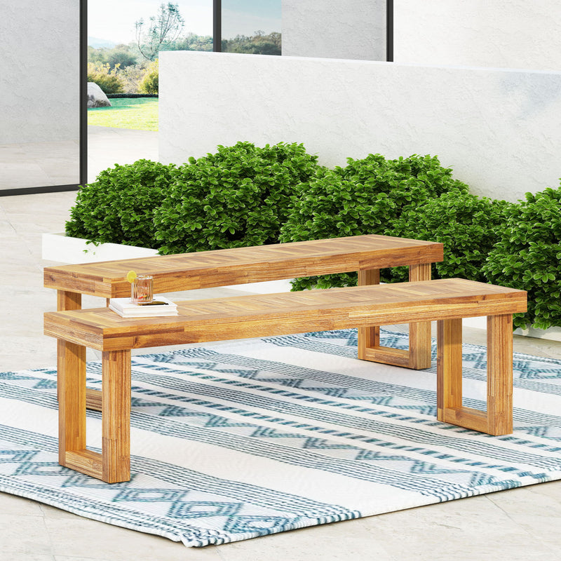 Noble House Nestor bench with wooden seat and metal legs, ideal for entryways or living room decor.