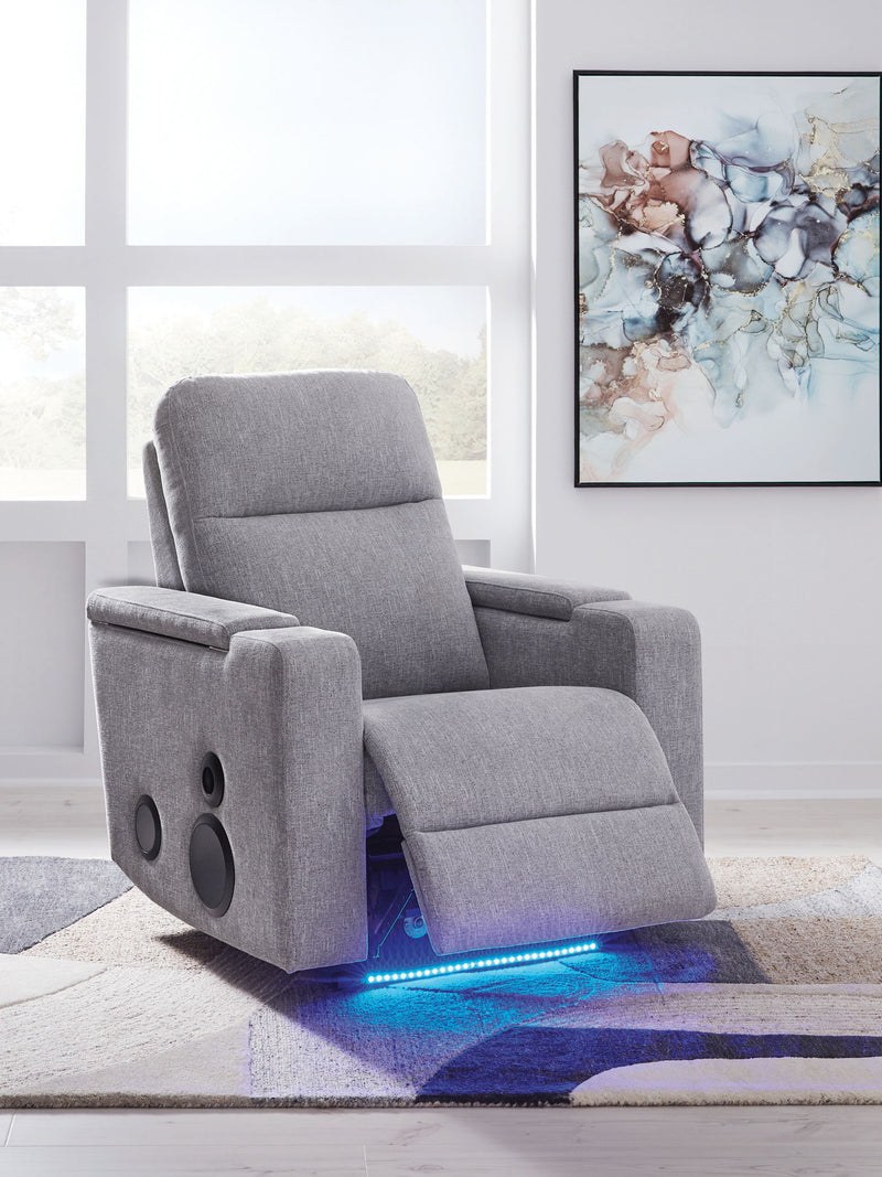 Pineland - Glider Power Recliner With Audio System - Pewter - R&R Furniture Gallery (Fountain Valley, CA)