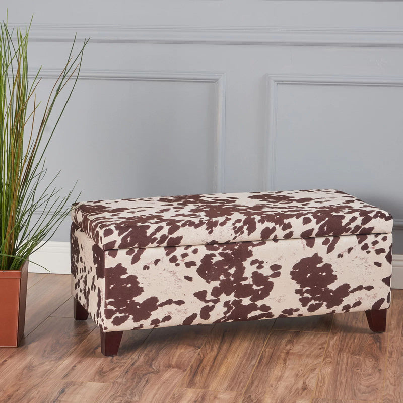 Brown multi storage ottoman by Noble House featuring a cushioned top and spacious interior for versatile home organization.