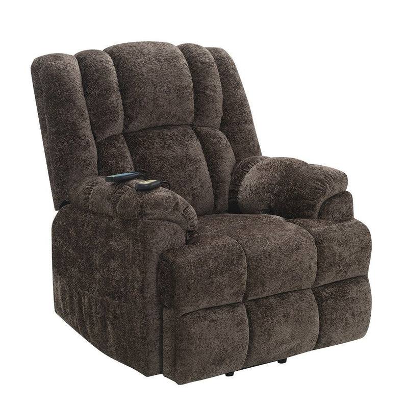 Pacay - Power Recliner With Lift & Heating & Massage - Brown Chenille - R&R Furniture Gallery (Fountain Valley, CA)