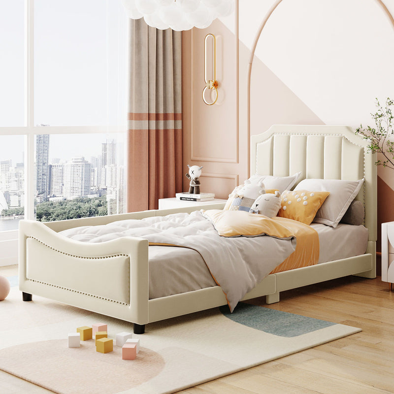 Upholstered Daybed With Classic Stripe Shaped Headboard - R&R Furniture Gallery (Fountain Valley, CA)