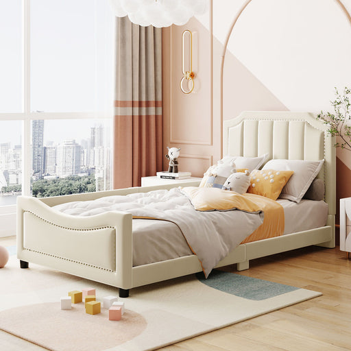Upholstered Daybed With Classic Stripe Shaped Headboard - R&R Furniture Gallery (Fountain Valley, CA)