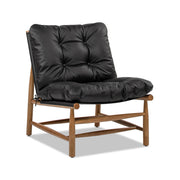 Oxford Leather Mid-Century Modern Accent Chair - Noir Black - R&R Furniture Gallery (Fountain Valley, CA)