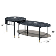 Silas - Nesting Coffee Table Set - Faux Marble Top & Black - R&R Furniture Gallery (Fountain Valley, CA)