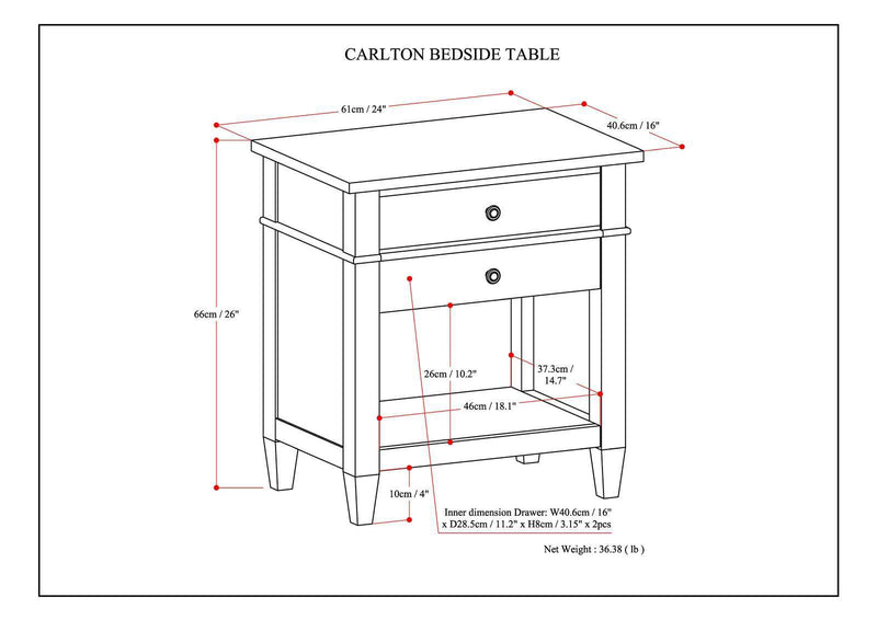 Carlton - Bedside Table - Rustic Natural Aged Brown - R&R Furniture Gallery (Fountain Valley, CA)