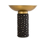 TOV Furniture Blaze glass and brass side table with light brown finish, modern design and sleek surface.