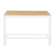 Lumi Source Roman industrial office desk with white tabletop and natural wood legs, modern writing desk for workspace.