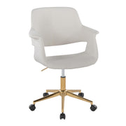 Vintage Flair mid-century modern office desk chair by Lumi Source with wooden armrests and plush cushioning.