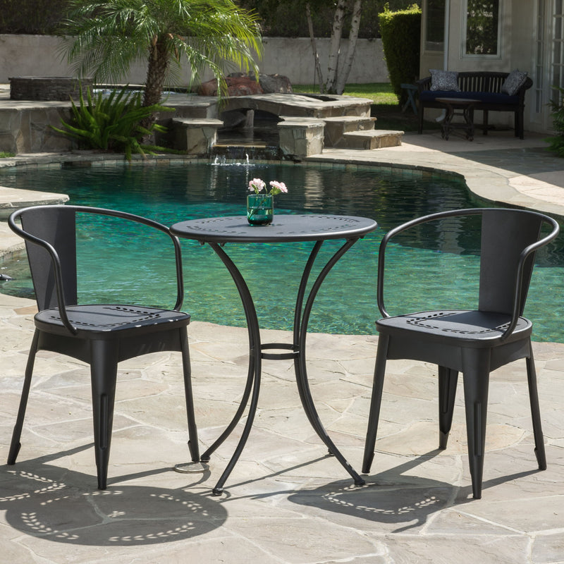 Ambrosia - 3 Piece Bistro Set With Leaf Motifs Top And Seat - R&R Furniture Gallery (Fountain Valley, CA)