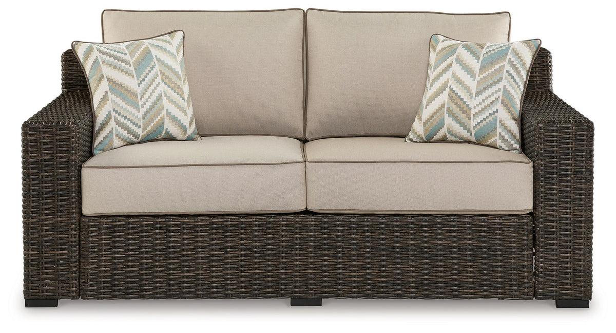 Coastline Bay - Loveseat W/Cushion - Brown - R&R Furniture Gallery (Fountain Valley, CA)