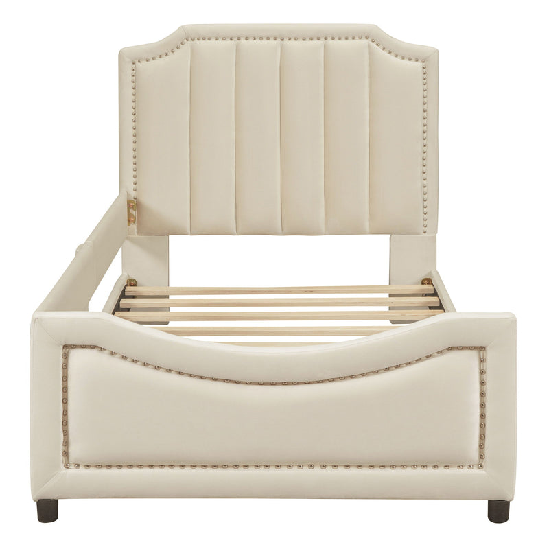 Upholstered Daybed With Classic Stripe Shaped Headboard - R&R Furniture Gallery (Fountain Valley, CA)