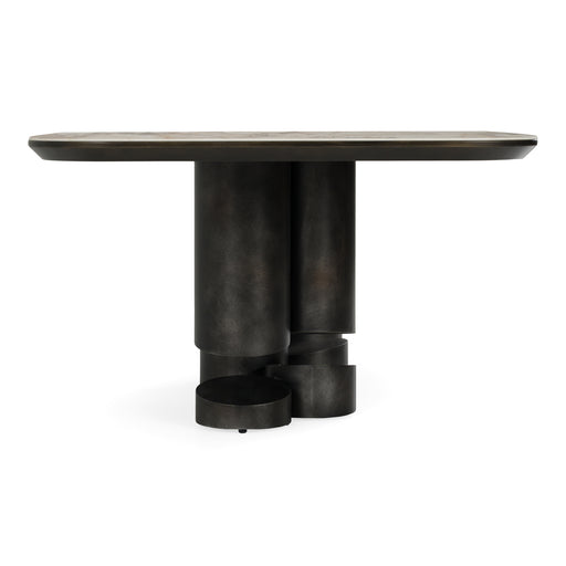 Finsbury - Modern Ceramic + Dark Grey Brass Oval Dining Table