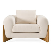 Fleury - Contemporary Cream Fabric and Walnut Lounge Chair — view 3