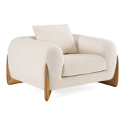 Fleury - Contemporary Cream Fabric and Walnut Lounge Chair — view 4