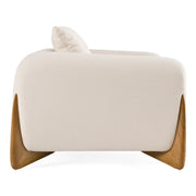 Fleury - Contemporary Cream Fabric and Walnut Lounge Chair — view 5