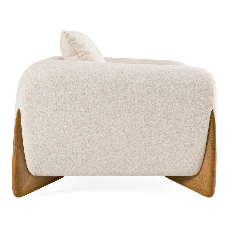 Fleury - Contemporary Cream Fabric and Walnut Lounge Chair — view 5