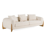 Fleury - Contemporary Cream Fabric and Walnut Sofa — view 3