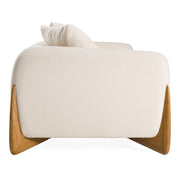 Fleury - Contemporary Cream Fabric and Walnut Sofa — view 4