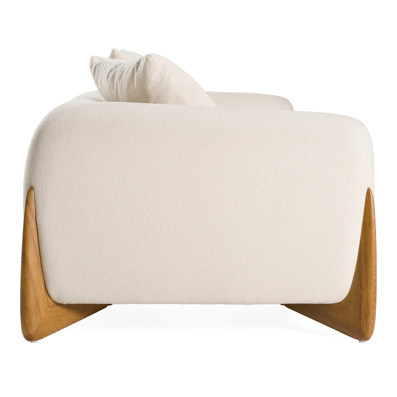 Fleury - Contemporary Cream Fabric and Walnut Sofa — view 4