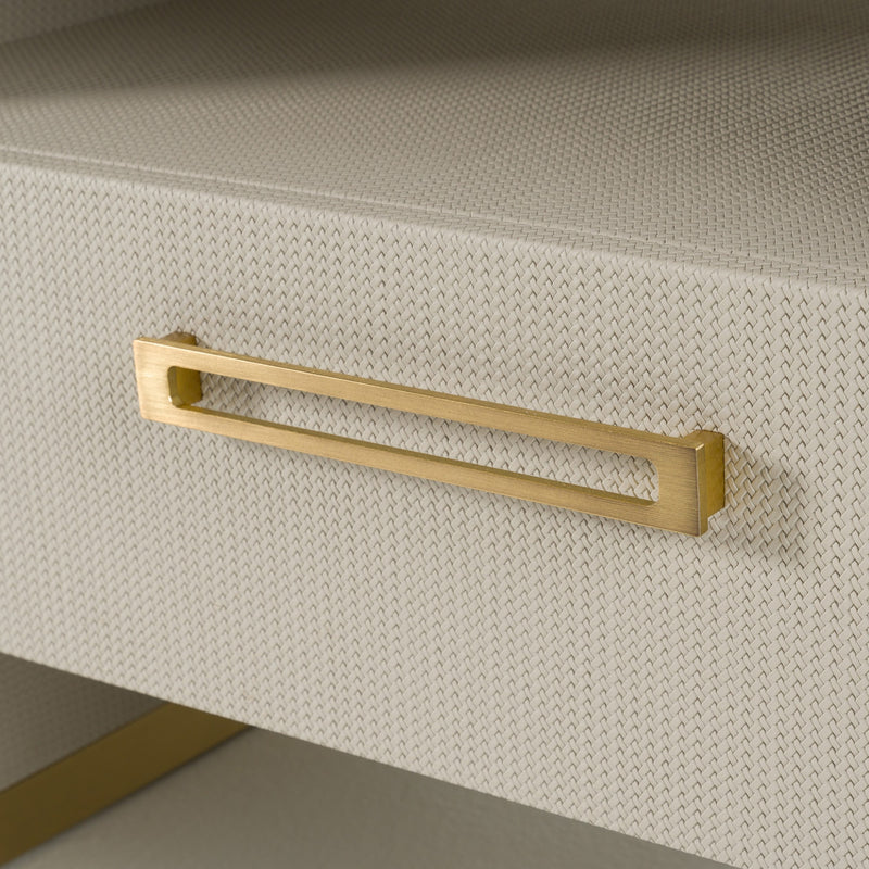 Florence - Modern Beige Leatherette + Gold Nightstand — view 2