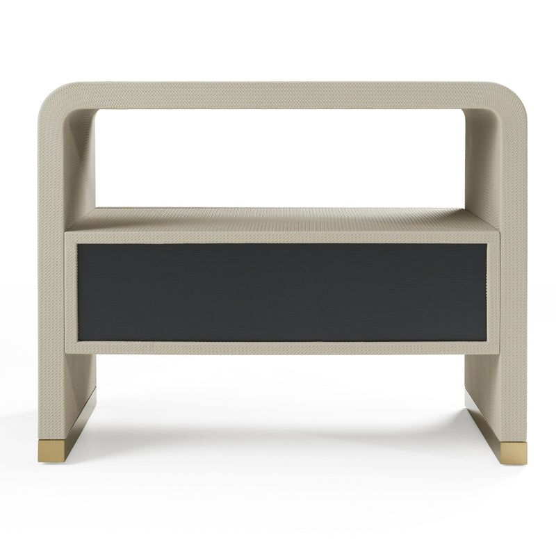 Florence - Modern Beige Leatherette + Gold Nightstand — view 4