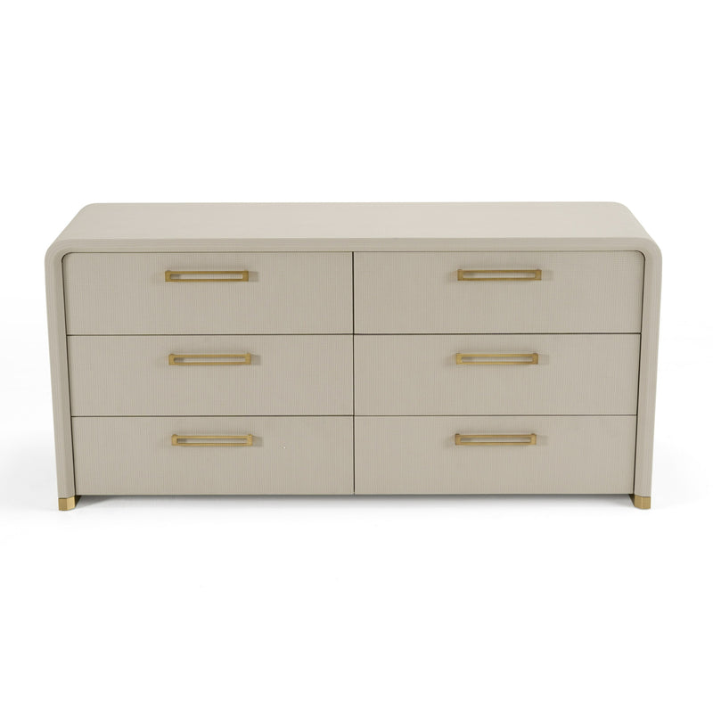 Florence - Modern Beige Leatherette + Gold Dresser