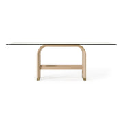 Florence - Modern Glass + Natural Oak + Gold Dining Table
