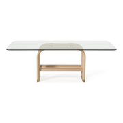 Florence - Modern Glass + Natural Oak + Gold Dining Table — view 2