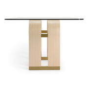 Florence - Modern Glass + Natural Oak + Gold Dining Table — view 5