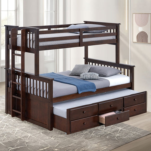 University Twin/Full Bunk Bed Grey, Walnut, & White - R&R Furniture Gallery (Fountain Valley, CA)