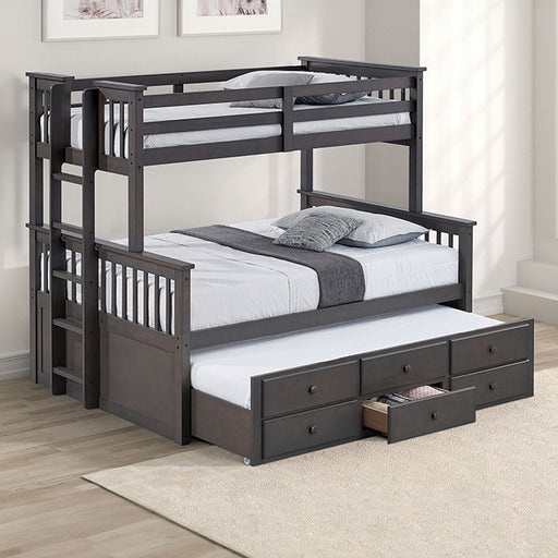 University Twin/Full Bunk Bed Grey, Walnut, & White - R&R Furniture Gallery (Fountain Valley, CA)