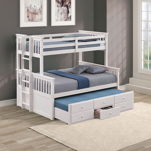 University Twin/Full Bunk Bed Grey, Walnut, & White - R&R Furniture Gallery (Fountain Valley, CA)