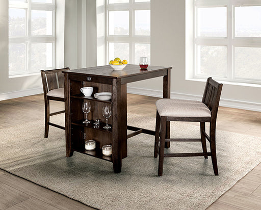 Lescles 3 Pc Counter Ht Set (1 Table + 2 Chairs) - R&R Furniture Gallery (Fountain Valley, CA)