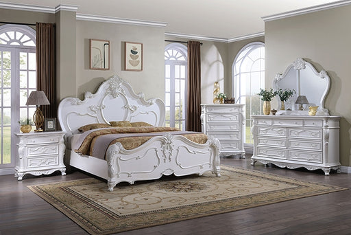 Roselli E.King & Queen Bed White & Chrome - R&R Furniture Gallery (Fountain Valley, CA)
