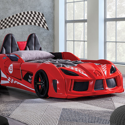 Trackster Bed White, Red,, Black, & Blue - R&R Furniture Gallery (Fountain Valley, CA)