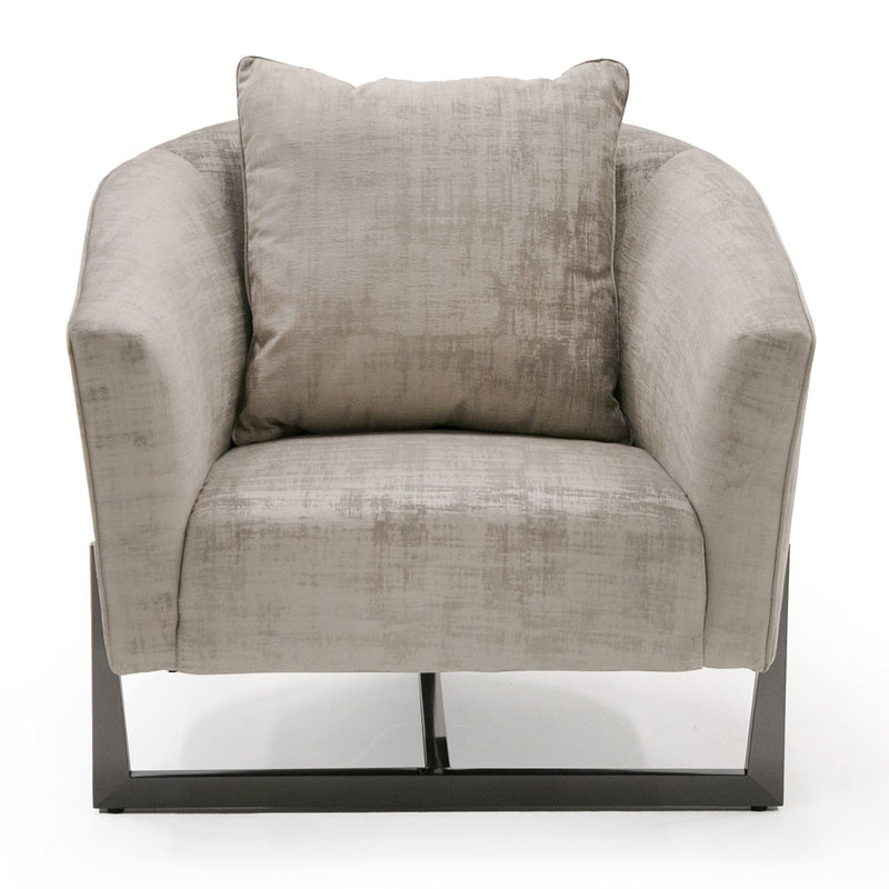 Forbis - Contemporary Light Grey Fabric + Bronze Accent Chair — view 3