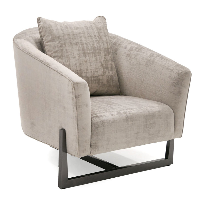 Forbis - Contemporary Light Grey Fabric + Bronze Accent Chair — view 4