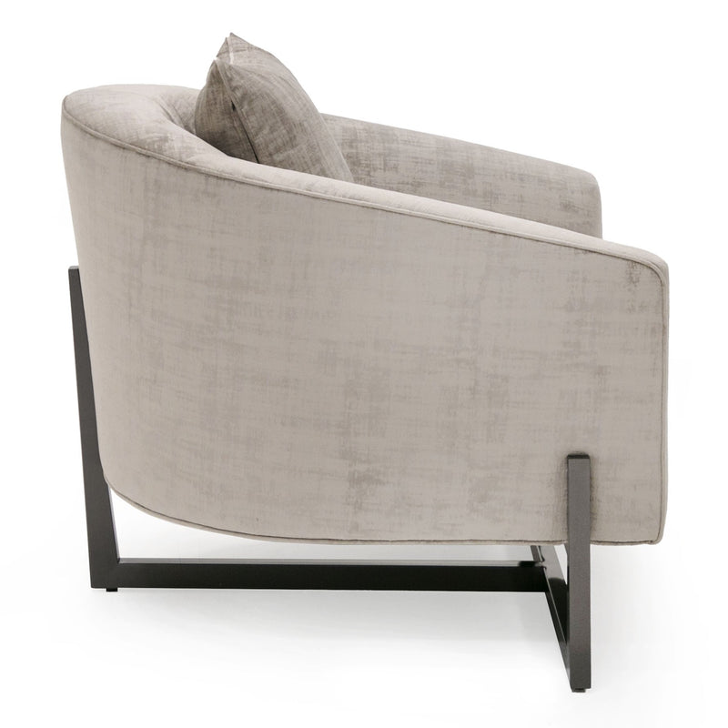 Forbis - Contemporary Light Grey Fabric + Bronze Accent Chair — view 5