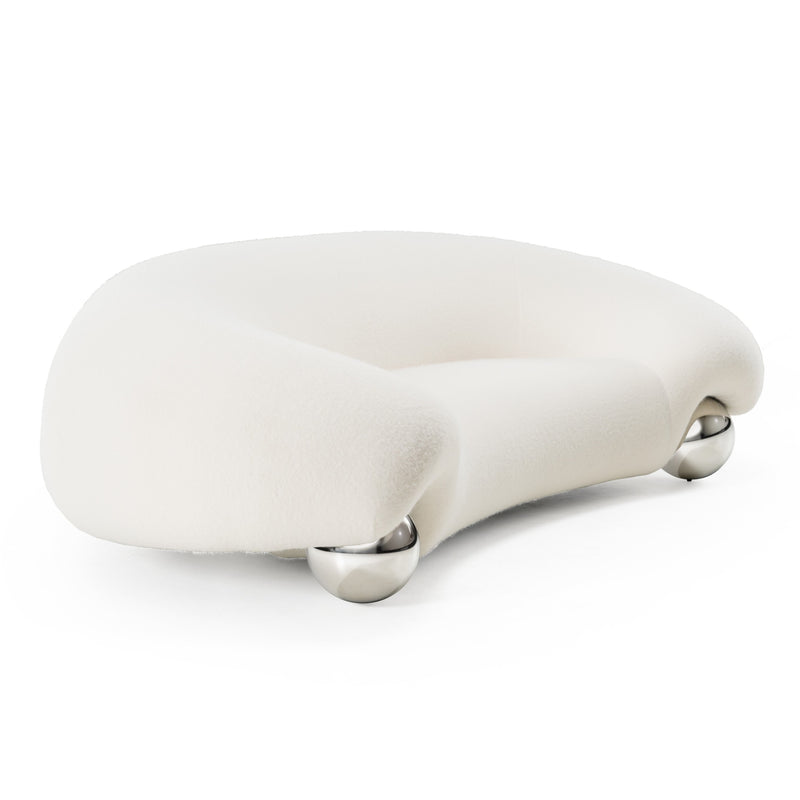 Fortune - Contemporary White Fabric Sofa — view 4