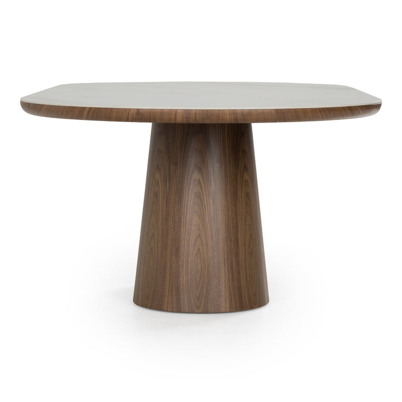 Foster - Contemporary White Ceramic + Walnut Oval Dining Table — view 2