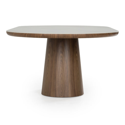Foster - Contemporary White Ceramic + Walnut Oval Dining Table — view 2