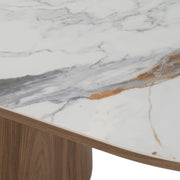 Foster - Contemporary White Ceramic + Walnut Oval Dining Table — view 3