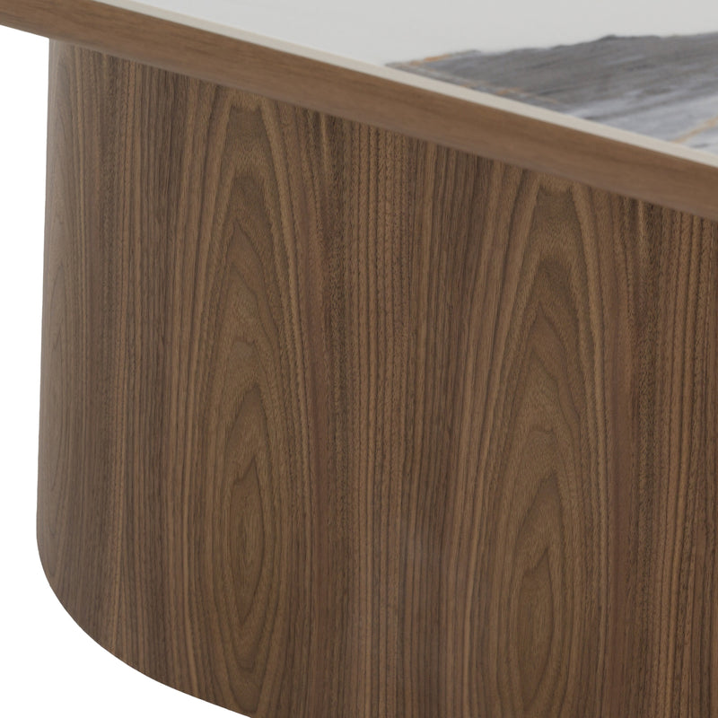 Foster - Contemporary White Ceramic + Walnut Oval Dining Table — view 4
