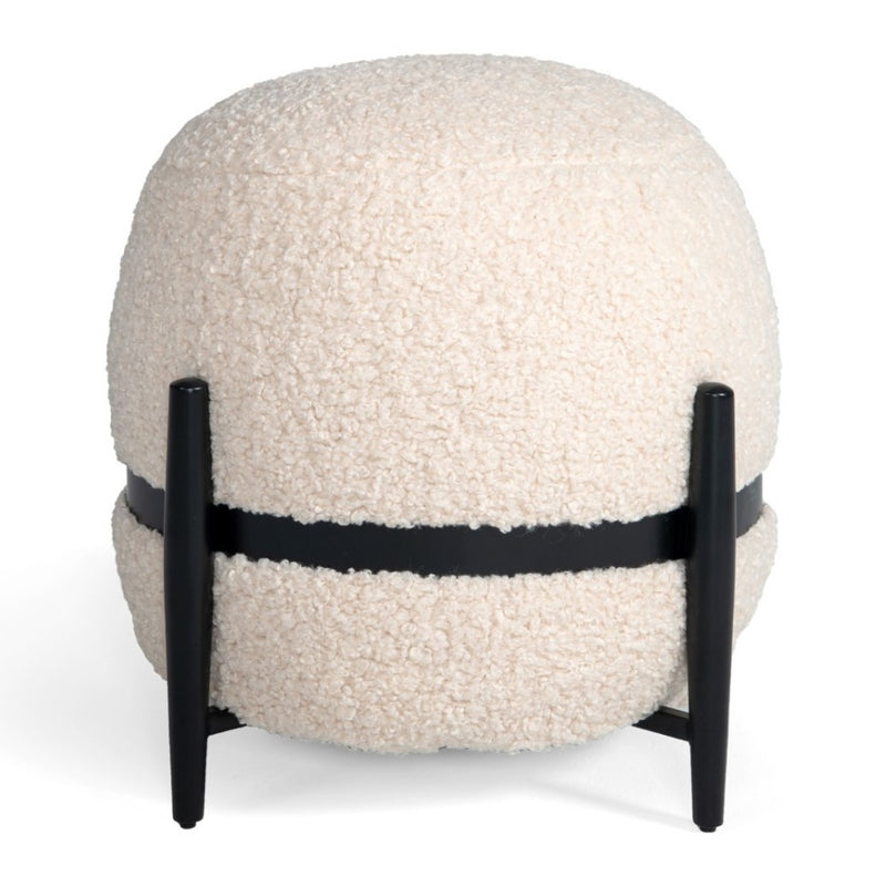 Fouston - Contemporary White Sherpa Pouf — view 3