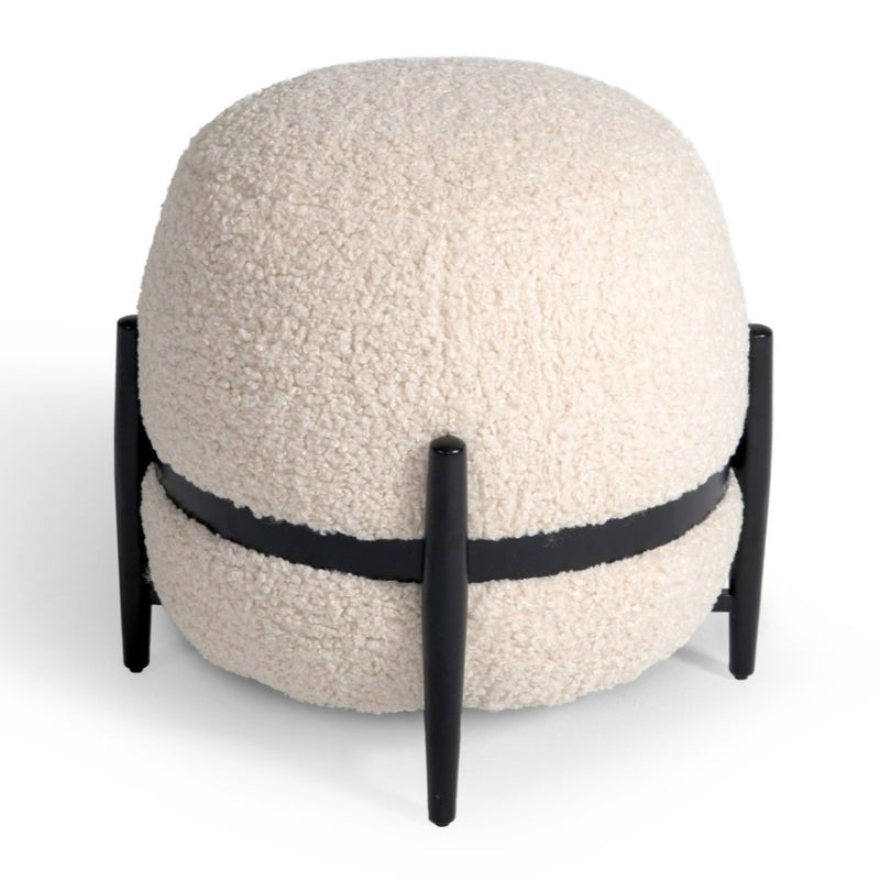 Fouston - Contemporary White Sherpa Pouf — view 2