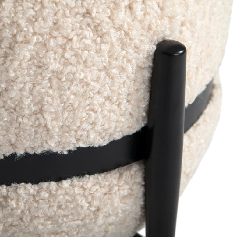 Fouston - Contemporary White Sherpa Pouf — view 4