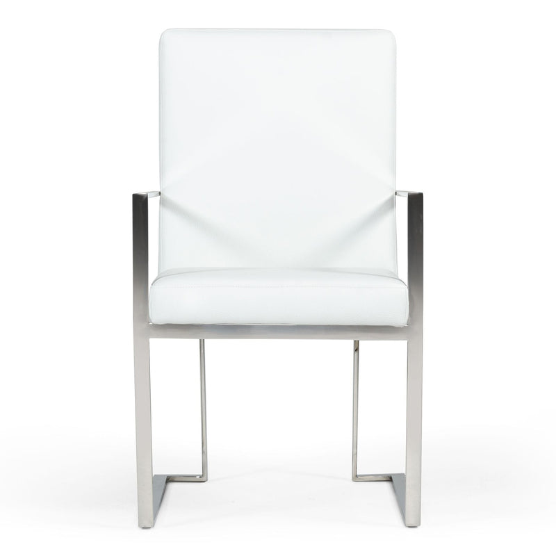 Fowler - Modern White Eco-Leather Dining Armchair — view 5