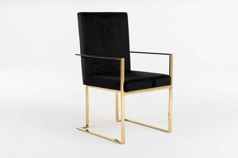 Fowler - Modern Black Velvet Dining Chair — view 2