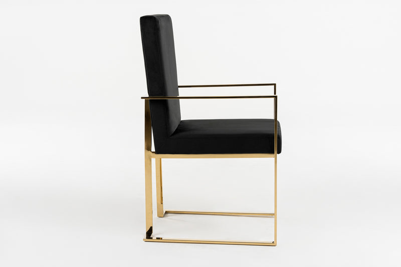 Fowler - Modern Black Velvet Dining Chair — view 3